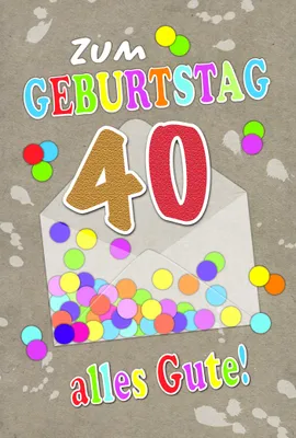 Produktbild von 40. Geburtstag  Karte mit Briefumschlag Konfetti, Briefumschlag