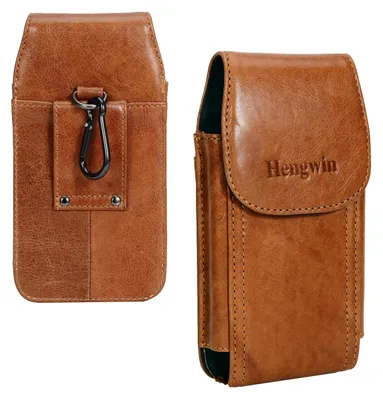 Produktbild von Handy Gürteltasche aus echtem Leder mit Kartenfächern, 17,8 x 9,5 x 2,5 cm