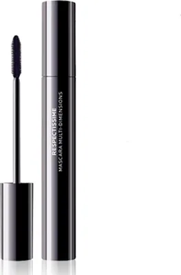 A black mascara tube and wand are shown against a white background.