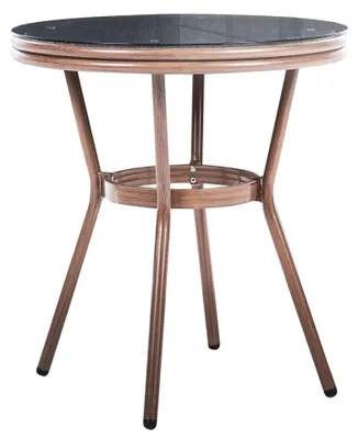 Produktbild von BELIANI Gartentisch mit grauem Muster Rattan ø 70 cm Balkon Terrasse Garten Außenbereich