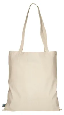 Produktbild von 10er | 100er | 250er Pack Fairtrade Baumwolltasche - 14 Farben | mit Zwei Langen Henkeln | 38x42cm | Jutebeutel | Einkaufstasche | unbedruckt, Farbe:Natur, Menge:10