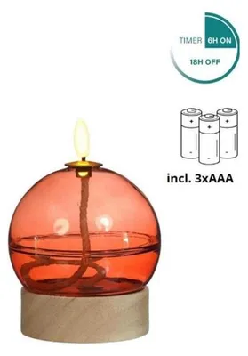 Zdjęcie produktu dla Lampa naftowa LED mahoń timer Ø10xH13,5cm