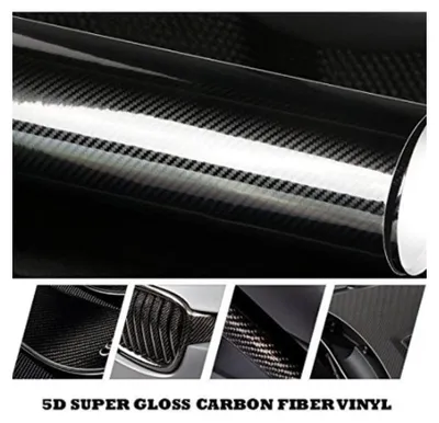 Image de Film adhésif décoratif 5D pour habillage de voiture, 1,52 x 18 m, aspect carbone noir (Black Carbon)