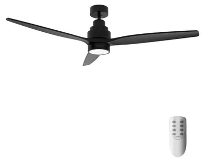Deckenventilator 132 cm, 30 W, DC-Motor, LED, Fernbedienung, Timer