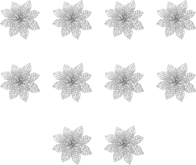 Image de INF Fleurs de Noël pailletées plastique argent 10 pièces