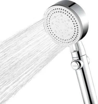 A shower head spraying water.