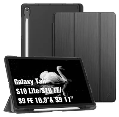 Produktbild von Fintie Hülle für Samsung Galaxy Tab S10 Lite/S10 FE/S9 FE 10.9" & S9 11" Tablet mit Stifthalter, Ultradünn Schutzhülle mit Translucent Rückseite Cover und Auto Schlaf/Wach Funktion, Dunkelgrau