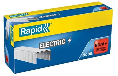Image de Agrafes Rapid® 24868000 66/8mm+ Super Strong, galvanisées, agrafeuses électriques 100E, 105E et 106E. Contenu : 5000 pièces.