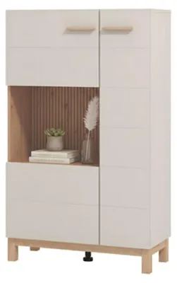 Produktbild von Mezzago - Vitrine, 77x35x128h cm Beige, 2 Regalböden