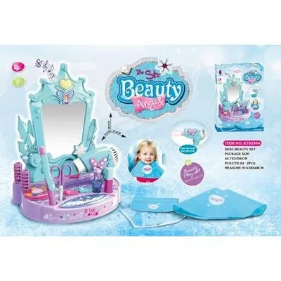 Produktbild von Spielzeug Friseurspiegel mit funktionellem Haartrockner, Melodie und Zubehör für Mädchen ab 5 Jahren