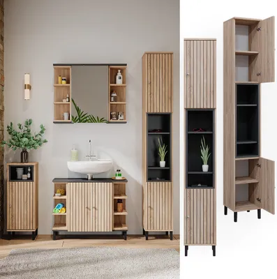 Obrázek produktu pro Koupelnová skříňka Vicco Aquis Sonoma 30 x 190 cm s dvířky a otevřenými přihrádkami, Model 40622