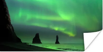 Produktbild von MuchoWow® Poster Nordlichter - Meer - Island 40x20 cm - Poster für die Wand - Poster Schlafzimmer