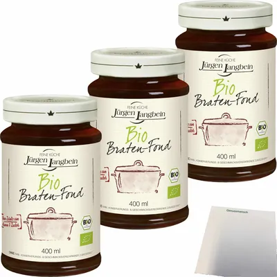 Produktbild von Jürgen Langbein Braten-Fond 3er Pack (3x400ml Glas) + usy Block
