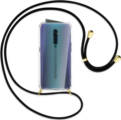 Produktbild von Handykette Backcover-Schutzhülle mit Band (Metall goldfarben) für Oppo Reno2 - schwarz