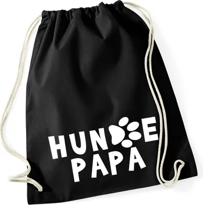 Produktbild von Huuraa Turnbeutel Hundepapa Tapse 12 Liter Black Baumwolle Rucksack Geschenkidee