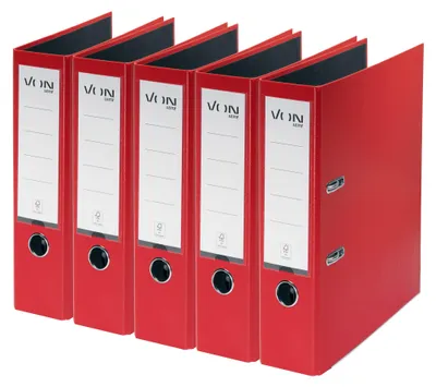 Produktbild von VON Leitz 5er Pack Ordner A4, Karton mit Kunststoffeinband, 80 mm Rückenbreite,