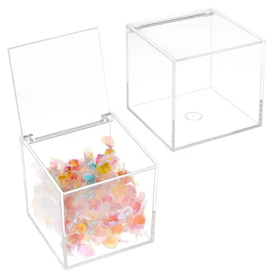 Productafbeelding van Transparante acrylbox met deksel - 2 stuks - Opbergdoos - 10x10x10 cm