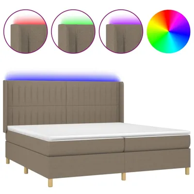 Produktbild von Boxspringbett mit Matratze & LED Taupe 200x200 cm Stoff