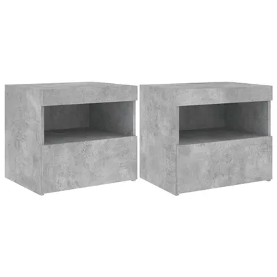 Produktbild von Nachttische mit LED-Leuchten 2 Stk. Betongrau 50x40x45 cm