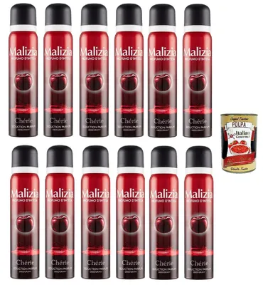 Produktbild von MALIZIA Deodorante Donna Chérie Seduction Parfum,Deodorant Deo Spray für Damen 12x 100ml + Italian Gourmet polpa 400g