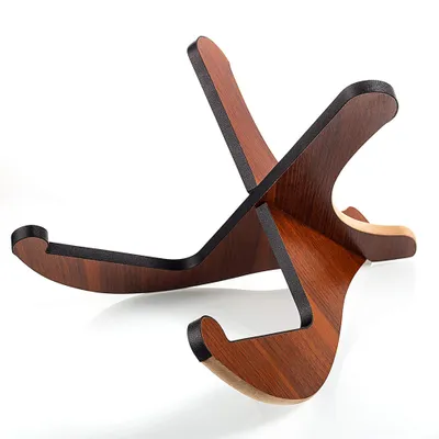 Produktbild von Gitarrenständer aus Holz mit verdickter Anti-Rutsch-Polsterung. Universeller Akustikgitarrenständer. Tragbarer Saiteninstrumentenhalter für akustische klassische Bassgitarren