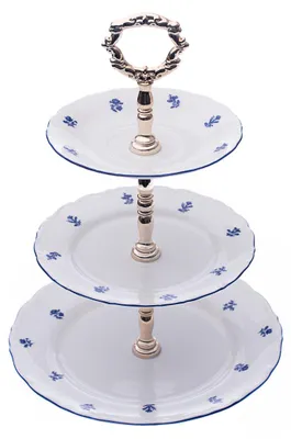 Produktbild von Etažérka trojdílná, 34 cm, Ophelia modrá házenka, porcelán Thun RZ