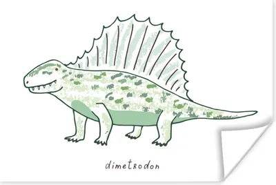 Produktbild von MuchoWow® Poster Kinderzimmer - Dinosaurier - Dimetrodon - Jungen - Mädchen - Kinder 120x80 cm - Bilder