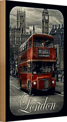 Produktbild von Holzschild London 20x30cm Sightseeing Bus red