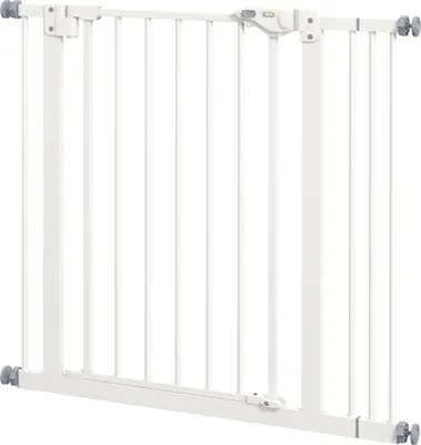 Produktbild von Türschutzgitter für Hunde, Absperrgitter, Schutzgitter für Haustiere, Metall, Kunststoff, 74-87 cm, Weiß