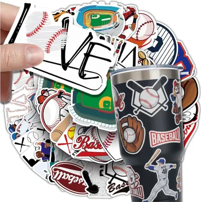 Produktbild von Baseball-Aufkleber-Set, 50 Stück, bunt, zum Basteln für Kinder