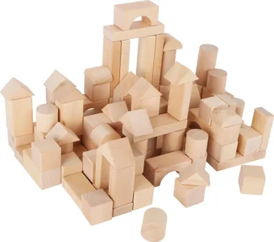 Image de Blocs de construction en bois Nature, paquet de 100 en sachet