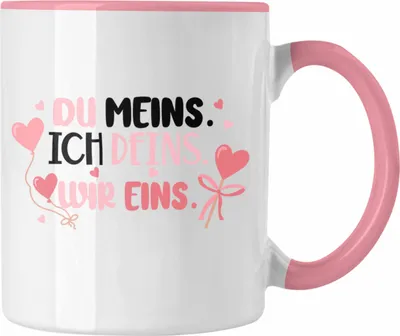 Produktbild von Trendation - Du Meins Ich Deins Wir Eins Tasse Geschenk für Valentinstag Süßer Spruch Paare Tasse Geschenkidee Freundin Freund (Rosa)