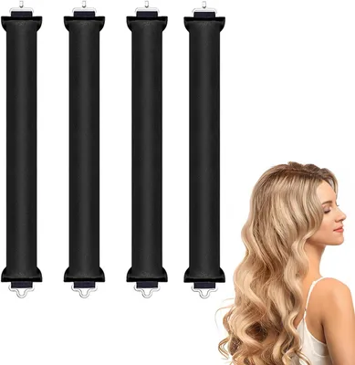 Produktbild von Hitzefreie Lockenwickler [4 Stück] – Lockenband für Locken über Nacht ohne Hitze, für alle Haartypen [Schwarz]