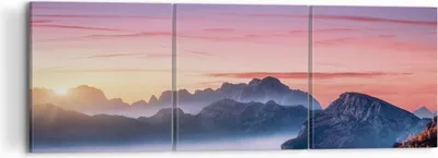 Produktbild von Bild auf Leinwand - Leinwandbild - 3 Teile - Westen Sonne Berge - 120x40cm - Wand Bild - Wanddeko - Wandbilder - Leinwanddruck - Bilder - Wanddekoration - Leinwand bilder - Wandbild - CA120x40-4525