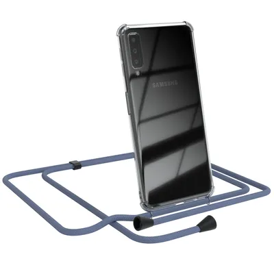 Produktbild von EAZY CASE Handykette kompatibel mit Samsung Galaxy A7 2018, Handyhülle mit Umhängeband, Handykordel, Schutzhülle Clear, Band in Grün