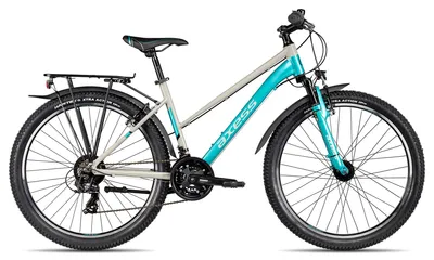 Produktbild von Axess Adventure 26 Trapez Jugendfahrrad mit Federgabel & Straßenausstattung 26 Zoll Türkis 38 cm
