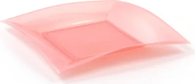 Produktbild von Einweg-Dessertteller aus Plastik (PP), Perlmutt-Rosa, 180x180 mm, 8 Stück