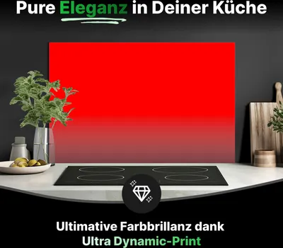 Produktbild von Küchenrückwand Glas 60 x 40 cm – Wandverkleidung in Uni Leuchtendes Rot, Wandschutz und Spritzschutz für Küchenwände