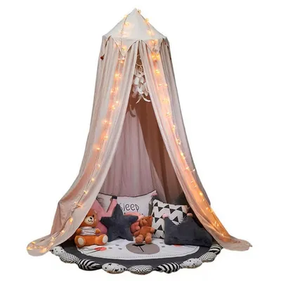 Produktbild von 1 Set Himmelbett Vorhang,Princess Bett Vorhang,Beige Quasten, 65* 250 * 400cm,freies Stanzen Installation