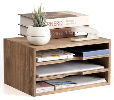 Immagine prodotto di Organizzatore da scrivania in legno con 3 scomparti