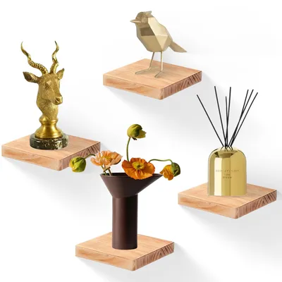 Produktbild von Set mit 4 Wandregalen aus Massivholz