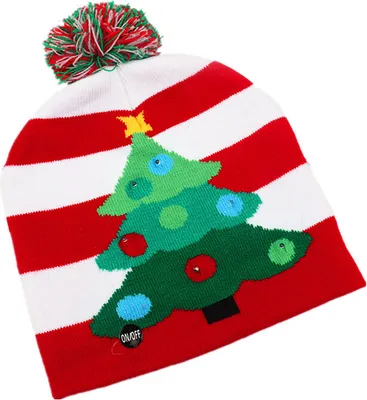 Produktbild von Weihnachtsmütze mit LED-Beleuchtung Blinkmodi Strickmütze Dekoration Partybedarf, Baum