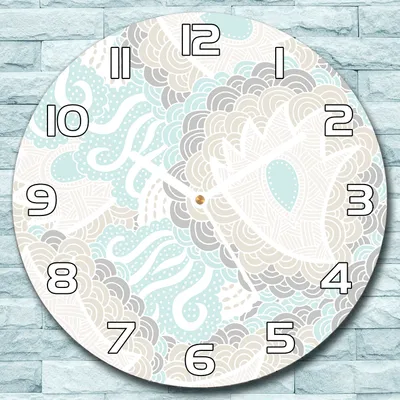 Produktbild von Wanduhr aus Glas Rund fi 30 Blumiges Pastell Quarz Deko Wohnzimmer Büro