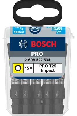 Zdjęcie produktu dla Końcówka udarowa PRO Torx, T25, 55 mm, 15-tlg.