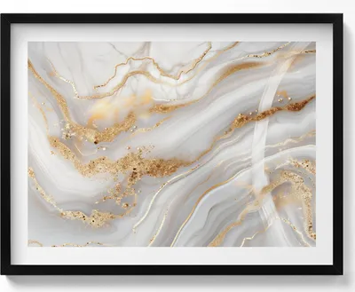 Produktbild von Textur von Marmor mit Gold– Wandbild mit Rahmen – Gerahmtes Bild  – Wanddekoration – 80x60 cm –  Schwarz Rahmen