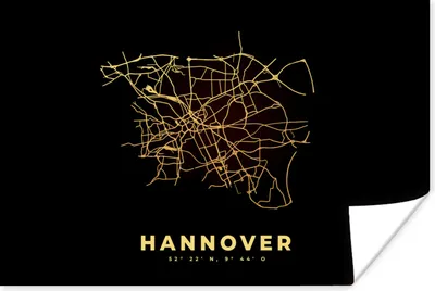 Produktbild von MuchoWow® Poster Schwarz und Gold - Karte - Hannover - Stadtplan - Straßenplan 120x80 cm - Bilder