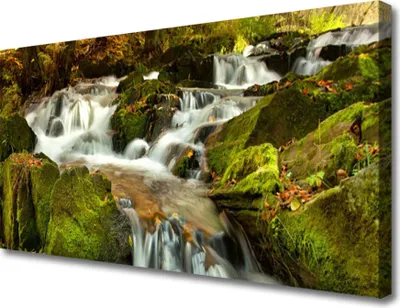 Produktbild von Tulup Leinwand-Bilder 100x50 Wandbild Canvas Kunstdruck Wasserfall Felsen Natur