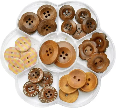 Produktbild von Knöpfe 33 Stück mix Holz bedruckt