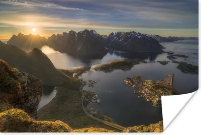 Produktbild von MuchoWow® Poster Die Sonne scheint auf den Fjord 60x40 cm - Schlafzimmerdekoration