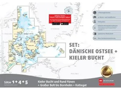 Immagine prodotto di Set di carte nautiche per imbarcazioni, serie 1, 4 e 5: Mar Baltico danese e golfo di Kiel (edizione 2026)